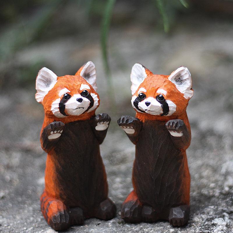 Red Panda Sculpted Hand-Painted Animal Wood Figure