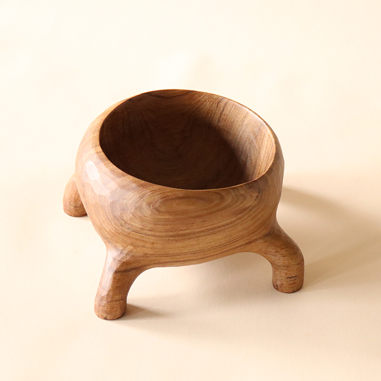 Salad Bowls Hand Carved Big Mouth Teak Wood Art Decor