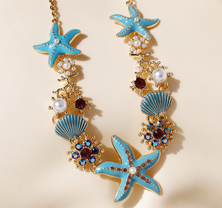 Beach Shell Starfish Coral Necklace & Bracelet & Earrings