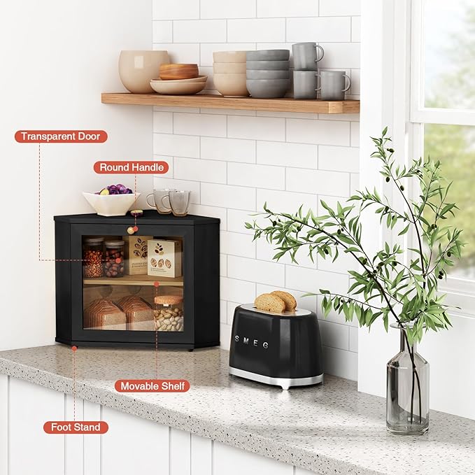 Kitchen countertop corner bread box