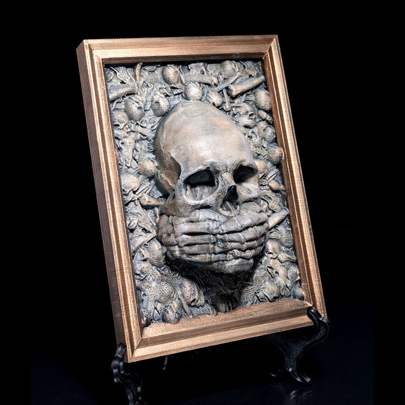 Three Wise Skulls Picture Frame Decor