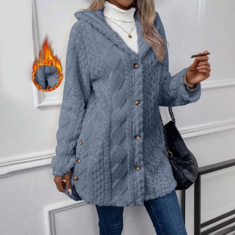 Fashionable jacquard hooded cardigan long-sleeved coat