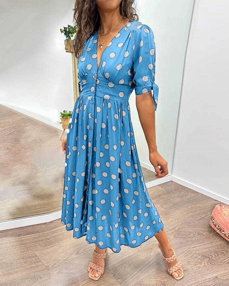 🔥🌷Last Day Promotion 48% OFF - 💃Deep V-neck polka-dot dress