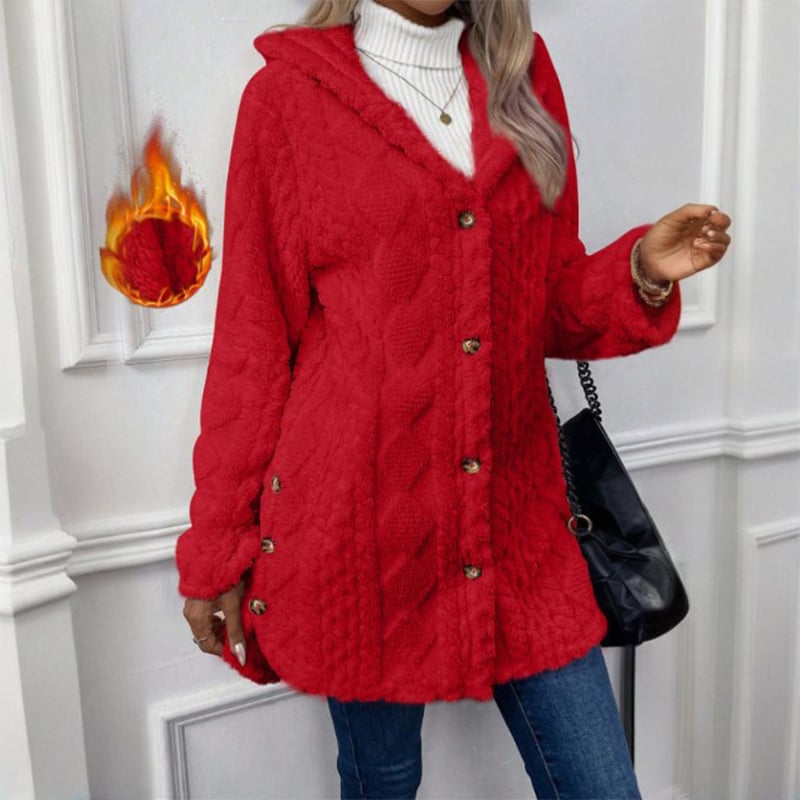 Fashionable jacquard hooded cardigan long-sleeved coat