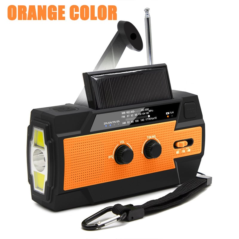 Multifunctional emergency radio with flashlight hand crank radio solar radio