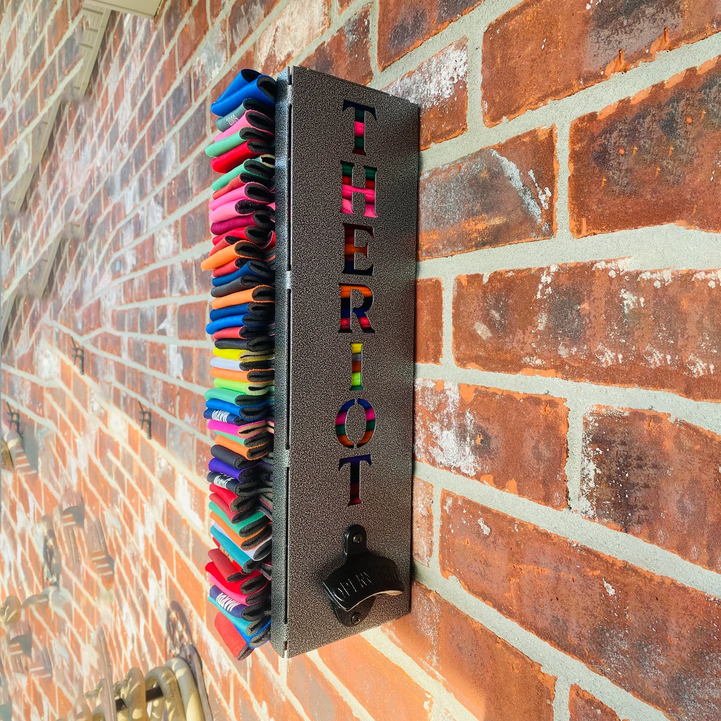 Custome Can Cooler Holder With Bottle Opener