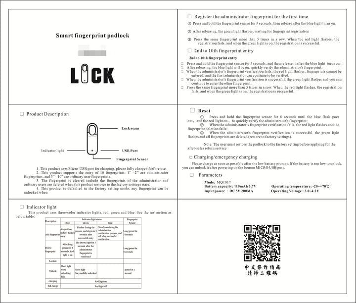 🔒Smart Fingerprint Padlock (Model SY11 and Model M01)