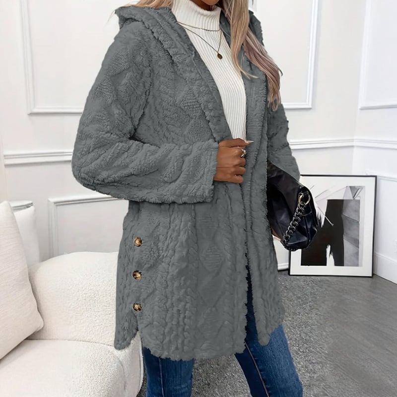 Fashionable jacquard hooded cardigan long-sleeved coat