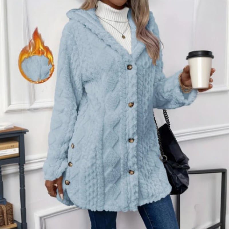 Fashionable jacquard hooded cardigan long-sleeved coat