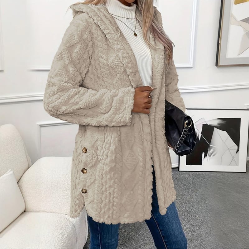 Fashionable jacquard hooded cardigan long-sleeved coat
