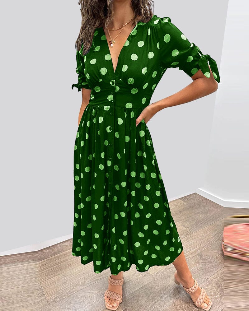 🔥🌷Last Day Promotion 48% OFF - 💃Deep V-neck polka-dot dress