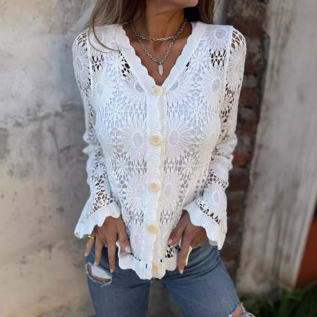 Women's Long Sleeve V-Neck Jacket