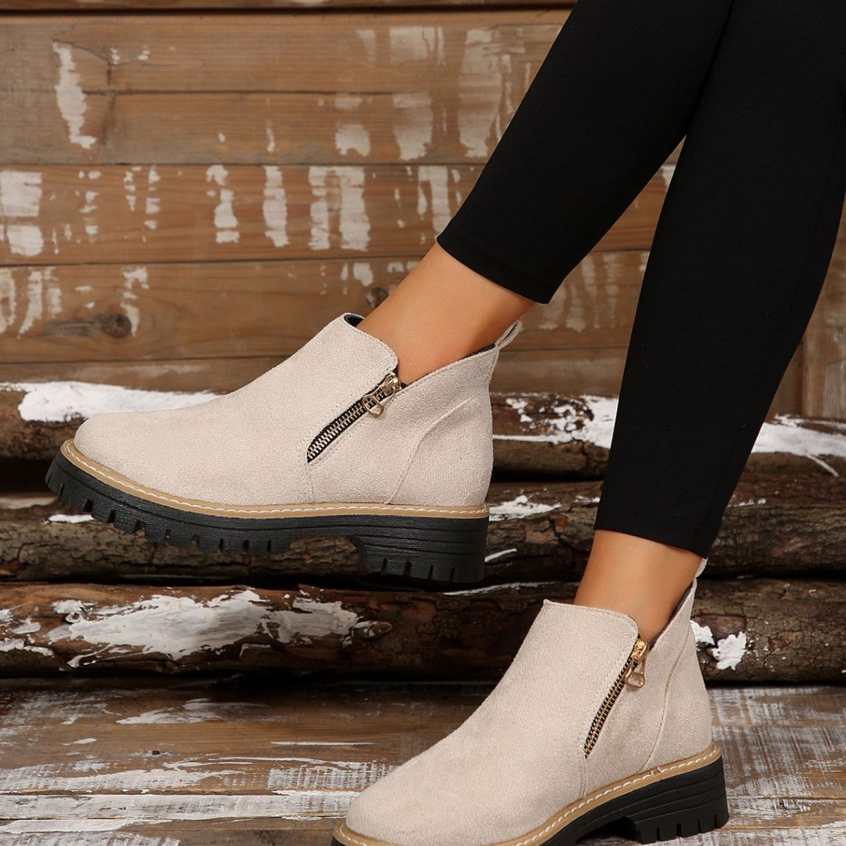 Women's Fashion Solid Color Ankle Boots