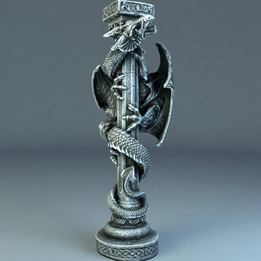 Flying dragon statue around the pillar resin table decoration