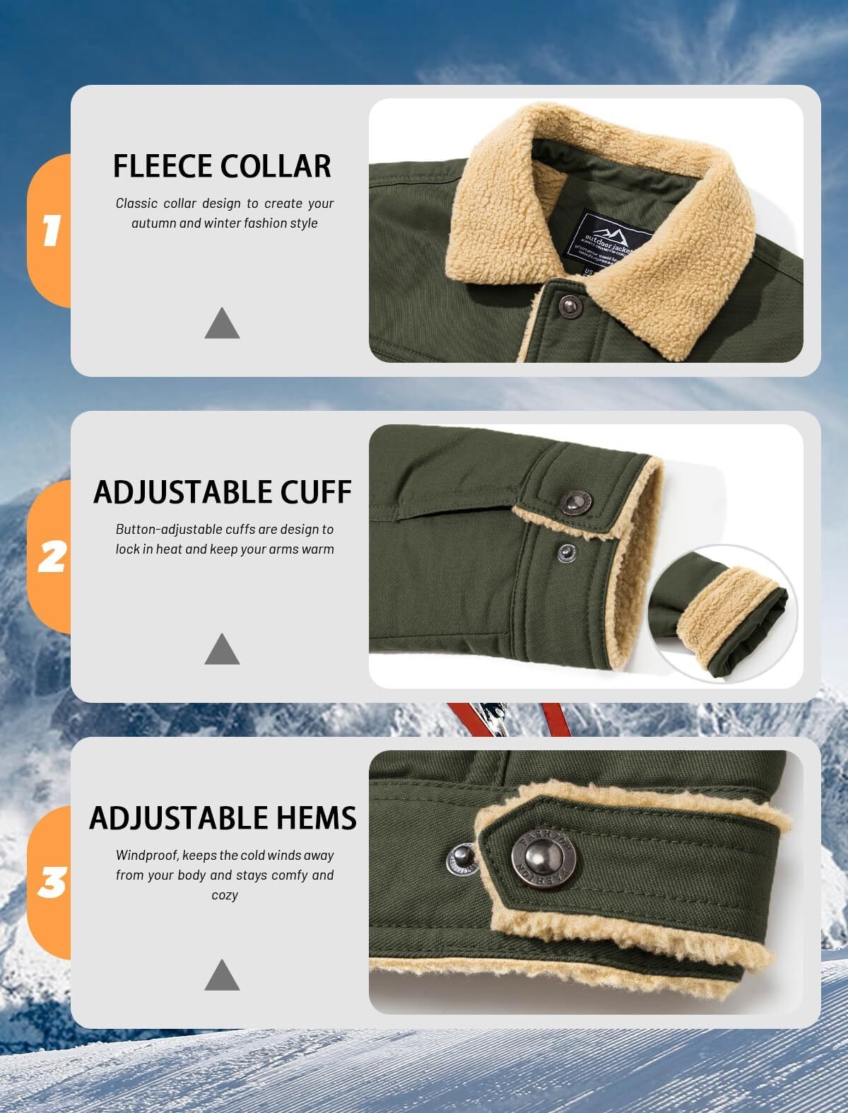 Men's Winter Jackets Sherpa Lined Jackets