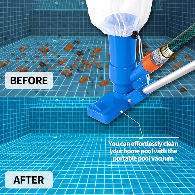 Portable Pool Vacuum - with Brush & 48" Pole