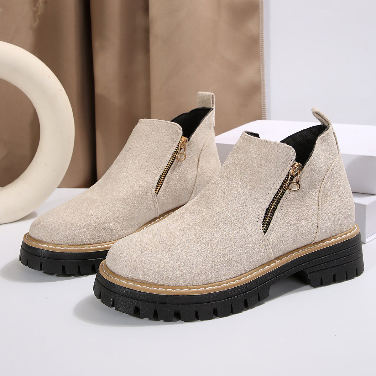 Women's Fashion Solid Color Ankle Boots