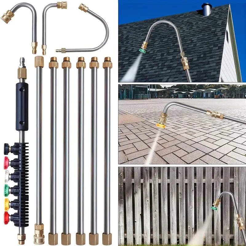 4000 PSI Telescoping High Pressure Washer Wand Set for Gutter & Roof Drainage & Walls Cleaning