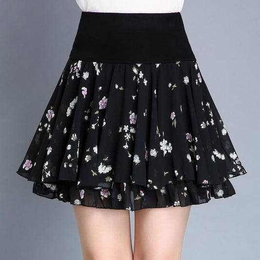 Pleated sarongchiffon floral skirt