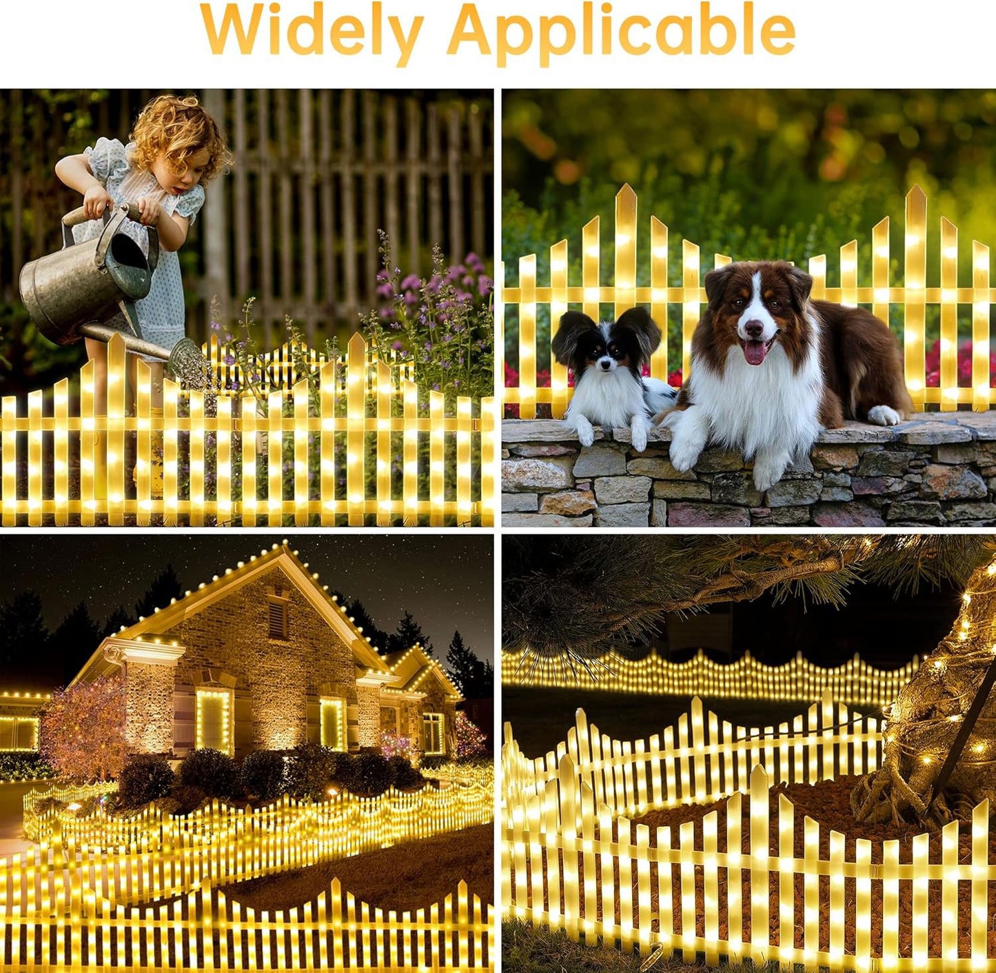 5 Pack Wave-Shaped Solar LED Lighted Garden Fence