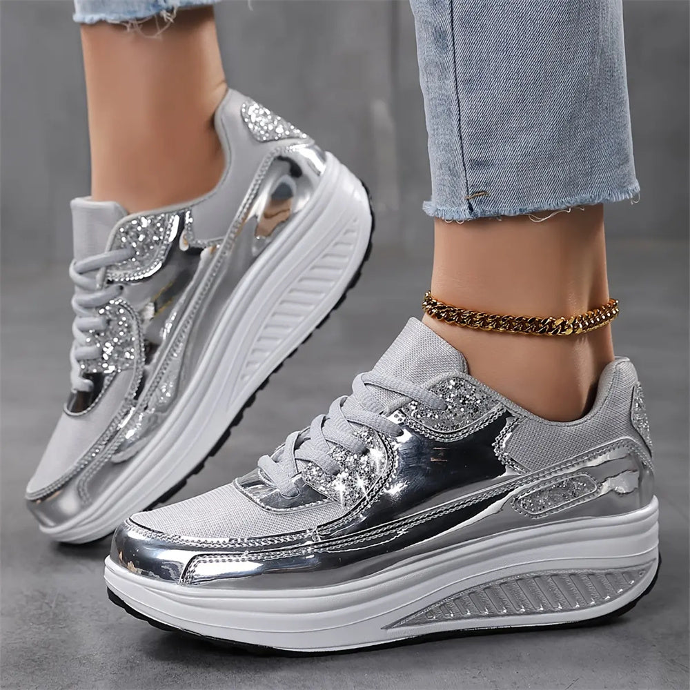 Women’s Trendy Casual Sparkling Style Platform Sneakers