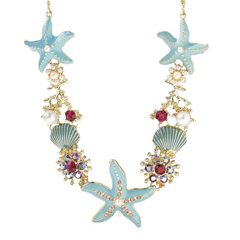 Beach Shell Starfish Coral Necklace & Bracelet & Earrings