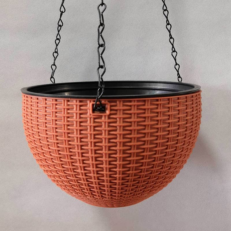 Plastic Rattan Hanging Planter Basket with Drainage Hole