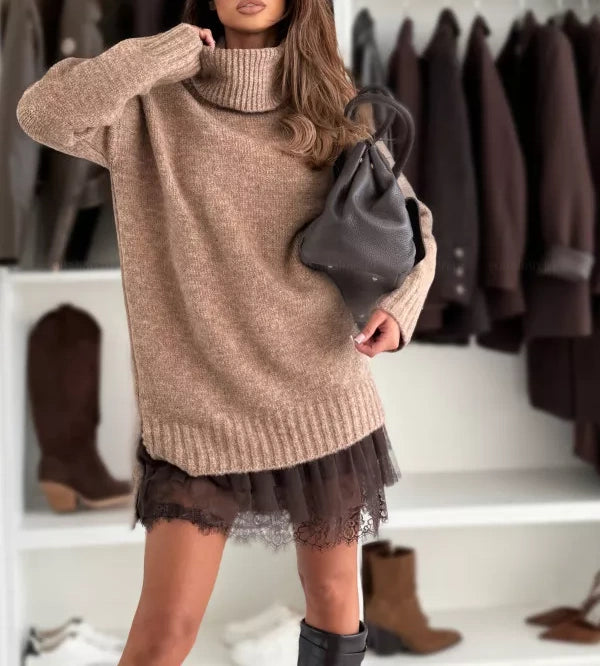 ⏳Time-Limited Special⏰Women's Turtleneck Sweater Mini Dress Set