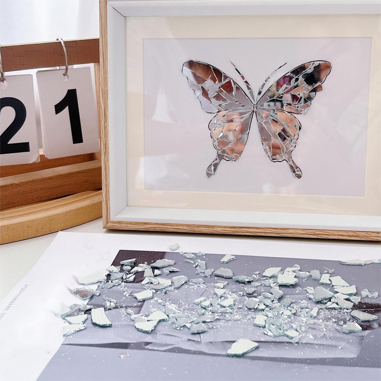 Creative handmade DIY - 🦋Butterfly Broken Mirror Photo Frame
