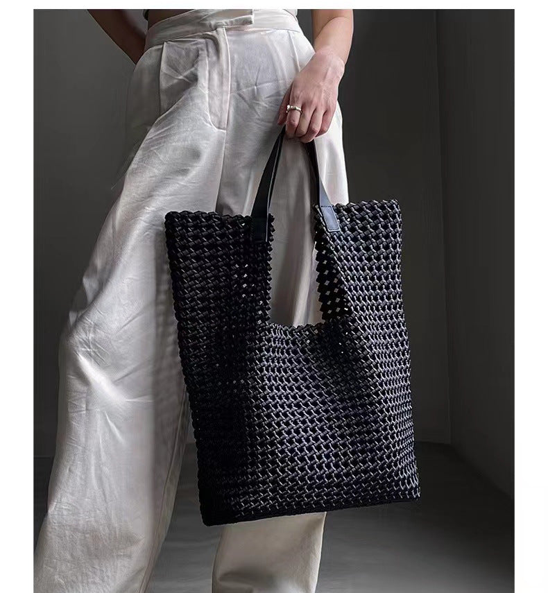 Global Limited-Hand-woven Oversized Leather Tote, Leather Shoulder Bag Handbag