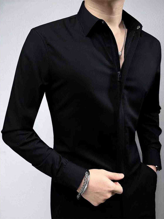 Men's Zipper Long Sleeve Shirt