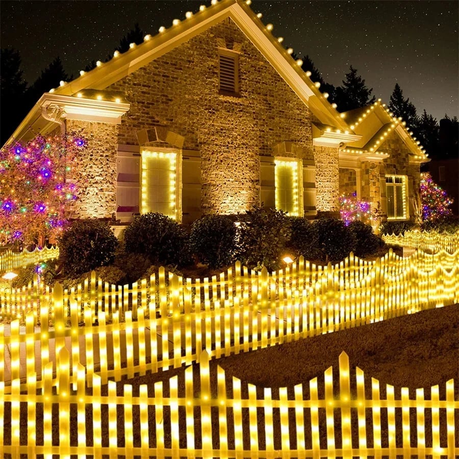 5 Pack Wave-Shaped Solar LED Lighted Garden Fence