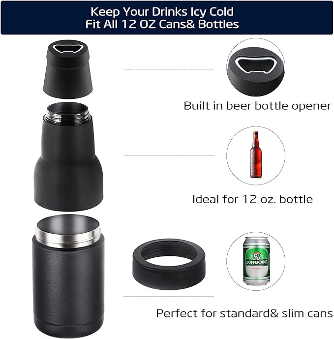 Beer Bottle and Can Cooler with Beer Opener