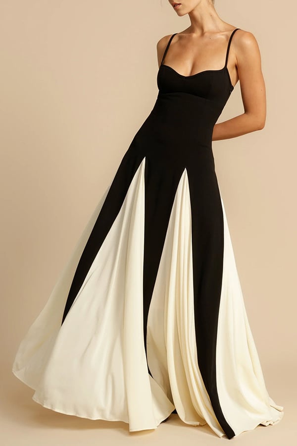 Timeless Elegance Panelled Tulle A-line Slip Maxi Dress