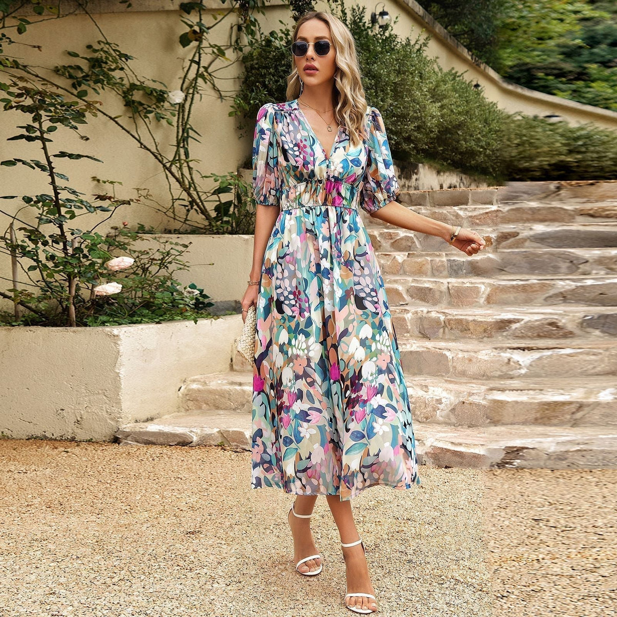 V-Neck Printed Dress main image 0