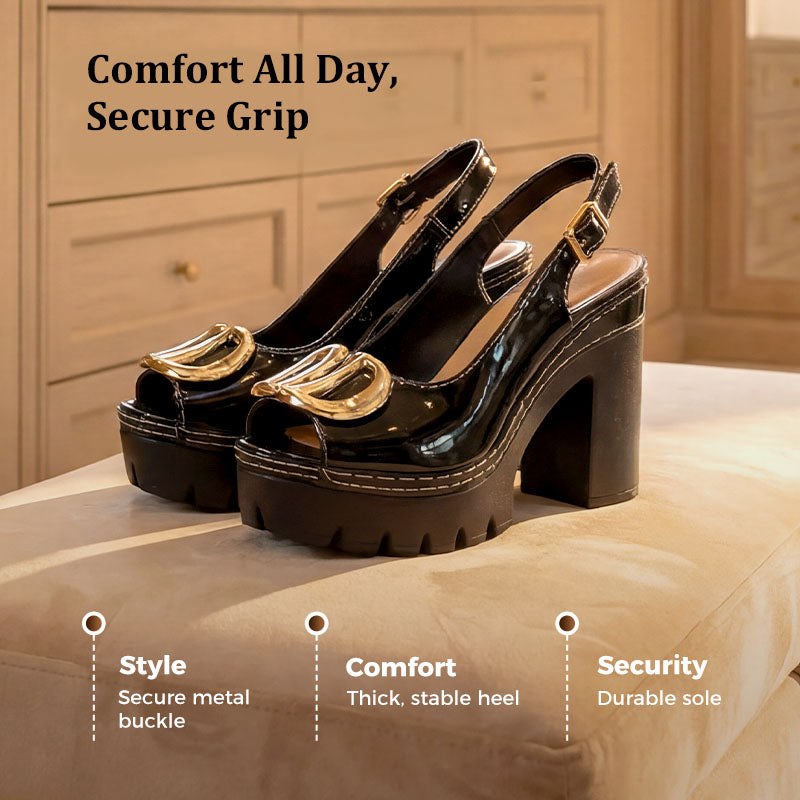 👡 50% OFF NOW! 🔥 Elegant Peep-Toe Buckle Heeled Sandals – Chic Design, Comfortable Heel & Perfect for Any Occasion ✨