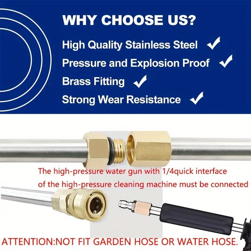 4000 PSI Telescoping High Pressure Washer Wand Set for Gutter & Roof Drainage & Walls Cleaning