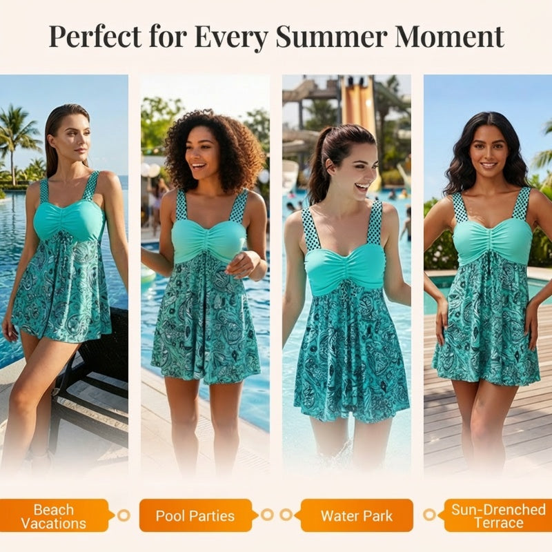 🏆Limited Time 60% Off! 💥👙Strap Top & Fitted Swim Shorts Separable Swimsuit