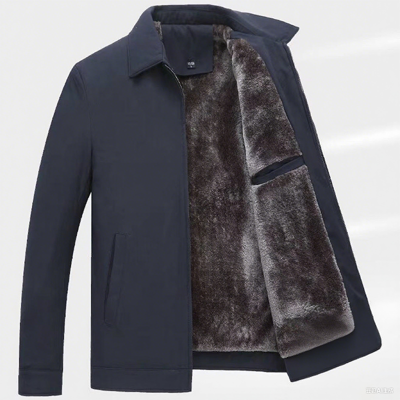 Men's Solid Color Zip Up Warm Jacket