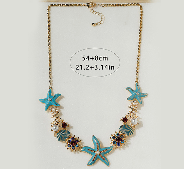 Beach Shell Starfish Coral Necklace & Bracelet & Earrings