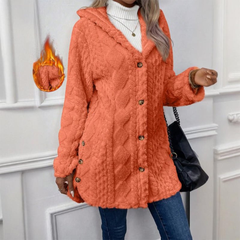 Fashionable jacquard hooded cardigan long-sleeved coat