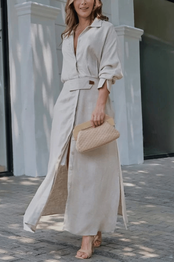 🎁LAST DAY SALE-49% OFF🎁2024 Cotton And Linen Solid Color Maxi Dress