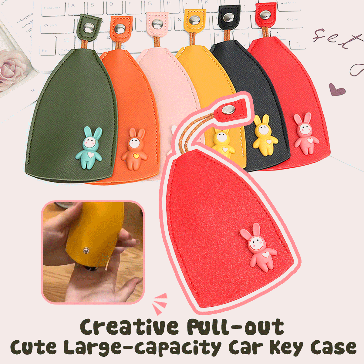 🎁Black Friday Sale: 51% off for a limited time🌟Creative Pull out Cute Large capacity Car Key Case