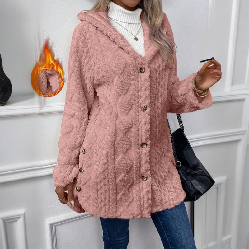 Fashionable jacquard hooded cardigan long-sleeved coat