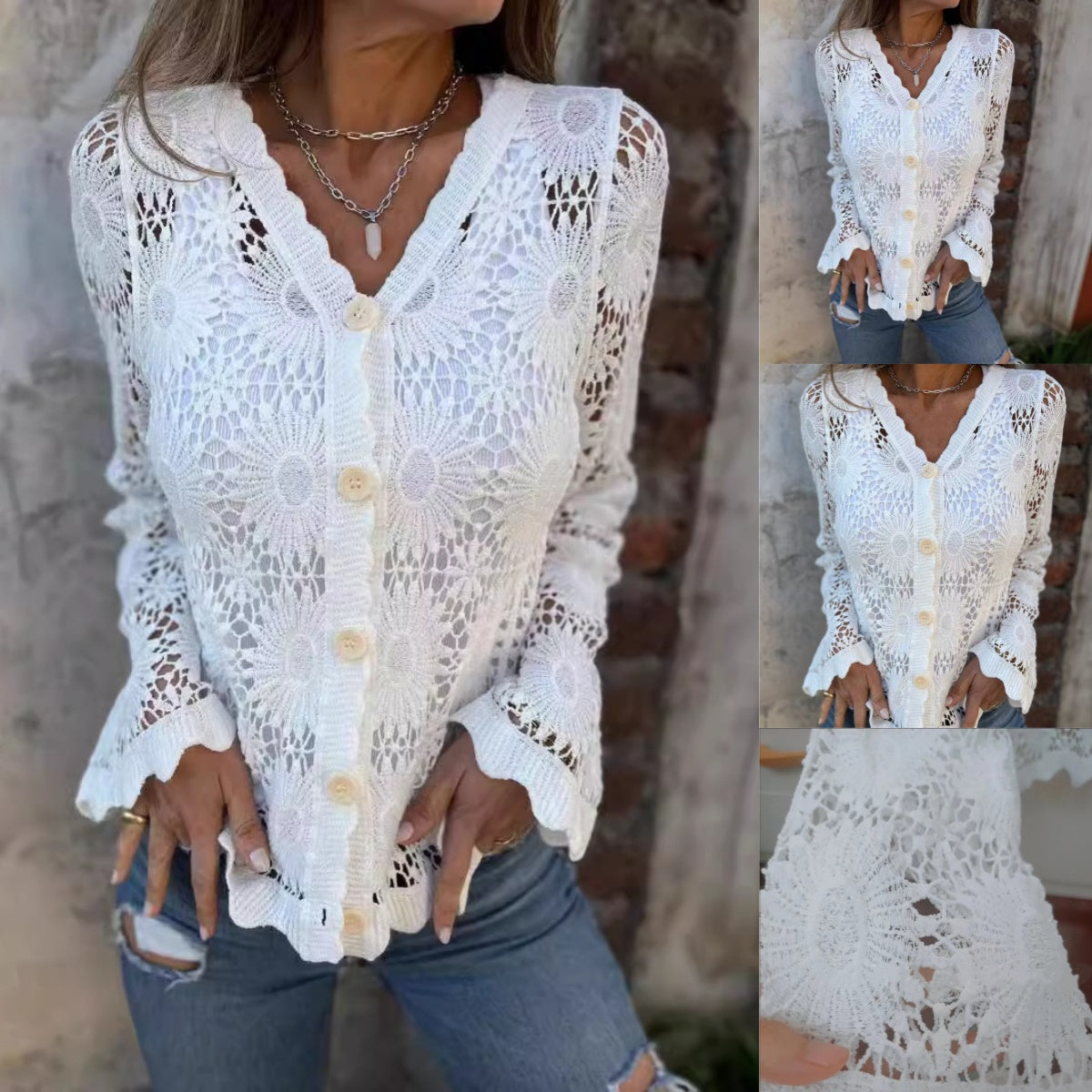 Women's Long Sleeve V-Neck Jacket
