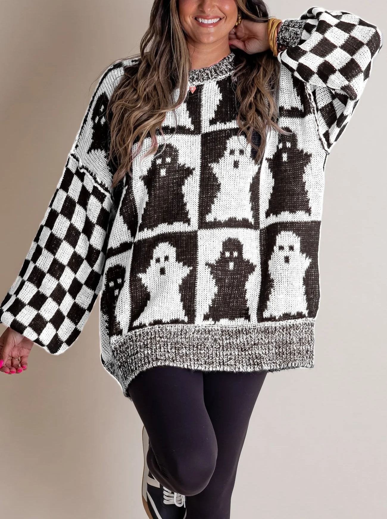 🎃SPOOKY SEASON -Halloween Checkered Sweater