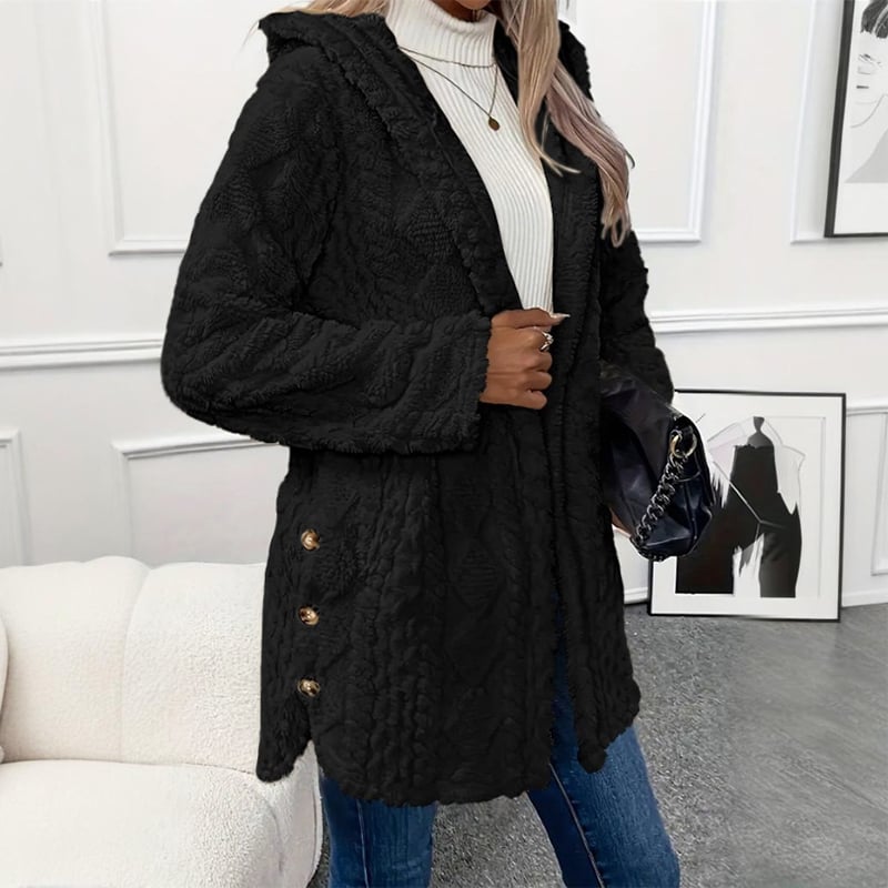 Fashionable jacquard hooded cardigan long-sleeved coat