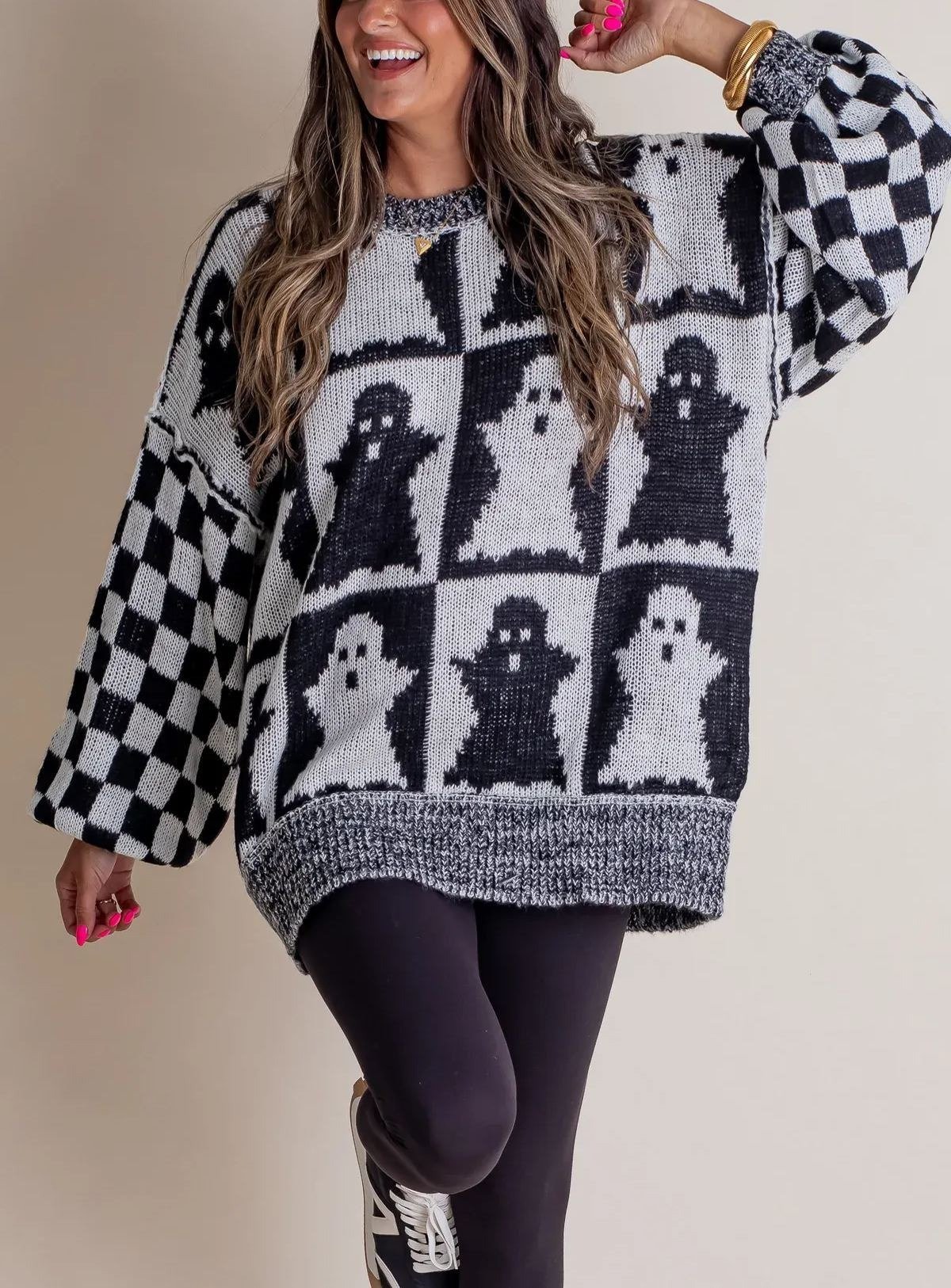 🎃SPOOKY SEASON -Halloween Checkered Sweater