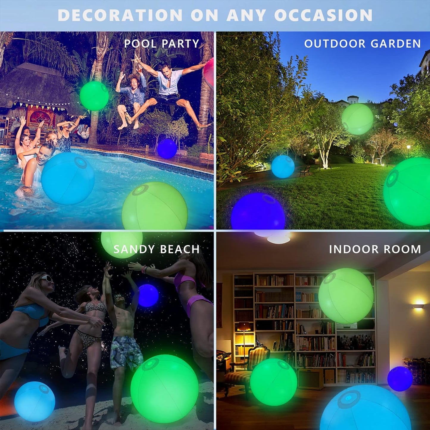 Pool Decoration🎉LED Light 16 Colors Luminous Beach Ball