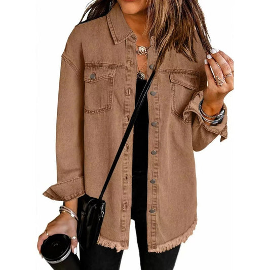 💕Women's Raw Edge Ripped Denim Jacket